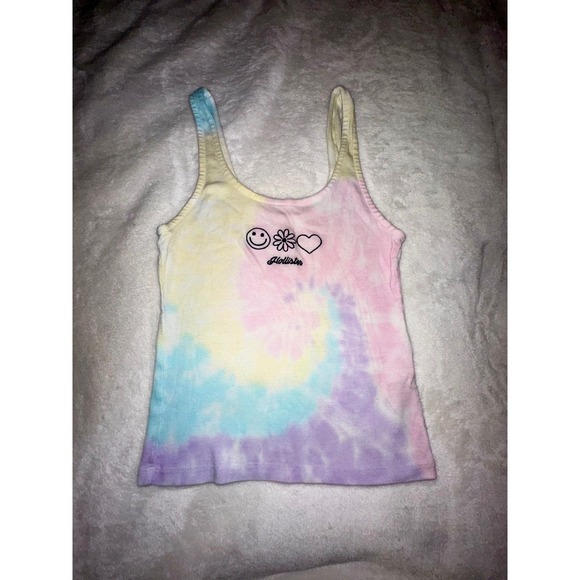 Hollister Tie Dye Tank Top Smiley Face Sleeveless‎ Casual Top Size S - Picture 1 of 6